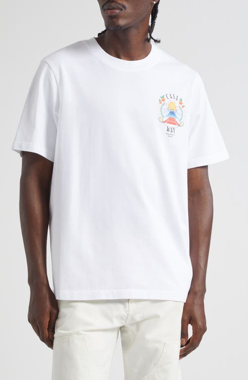 Casablanca T-shirt Girocollo Con Logo Sul Fronte In Cotone Bianca Uomo In White