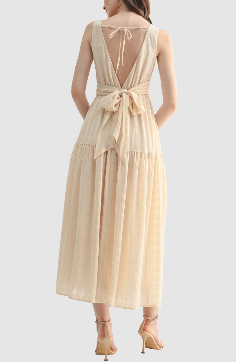 Lush Crisscross Tie Back Midi Dress, Alternate, color, Natural