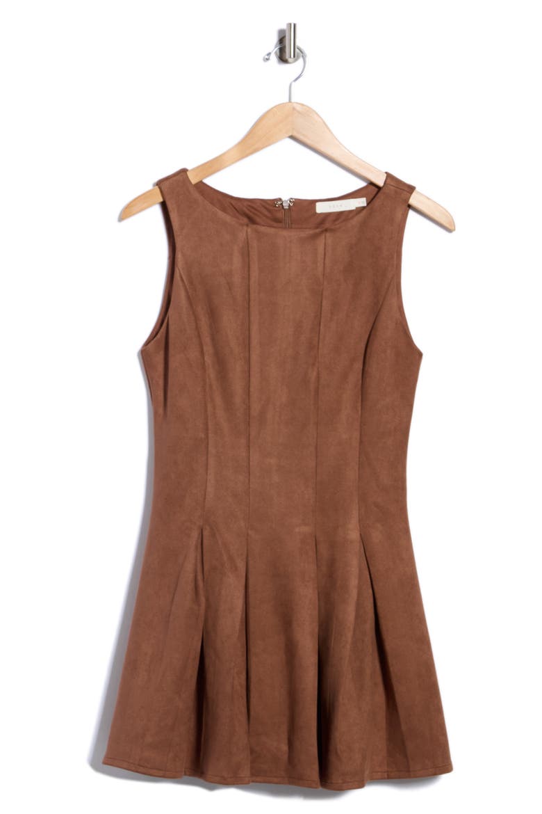 Faux Suede A-Line Minidress, Alternate, color, BROWN