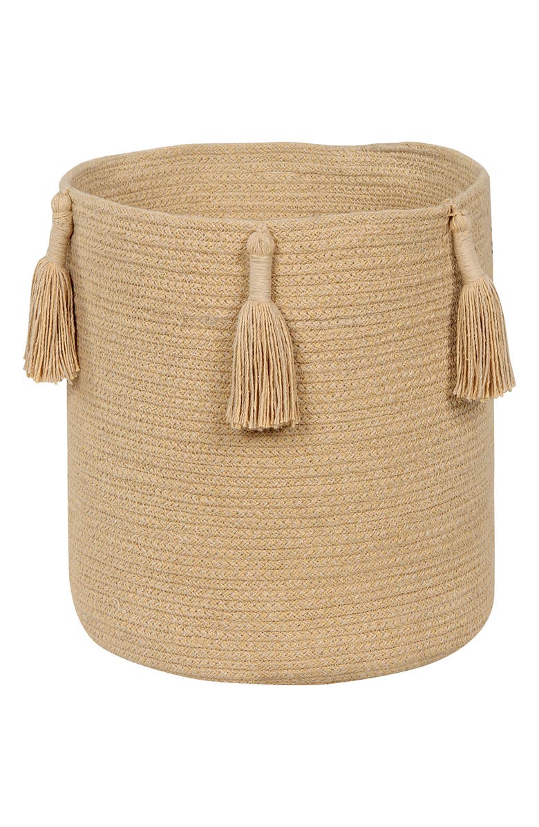 Lorena Canals Tassel Basket, Main, color, Honey