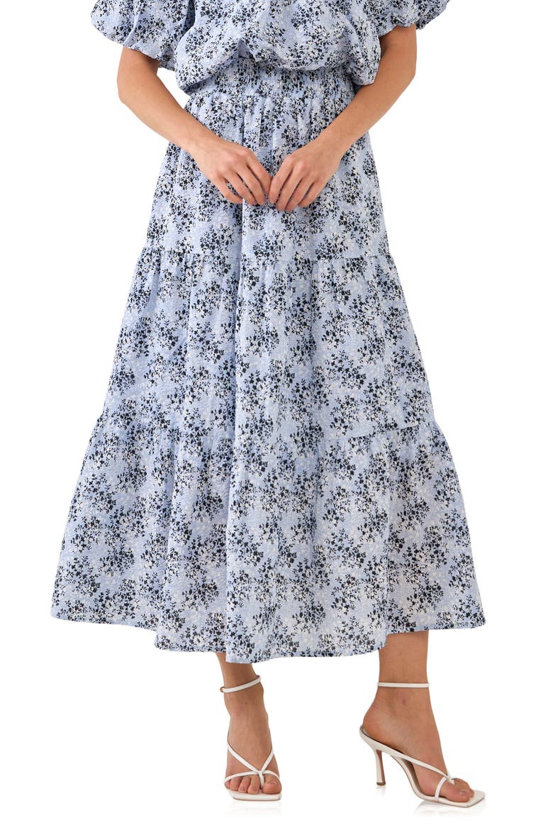 Floral Cotton Maxi Skirt, Main, color, BLUE MULTI