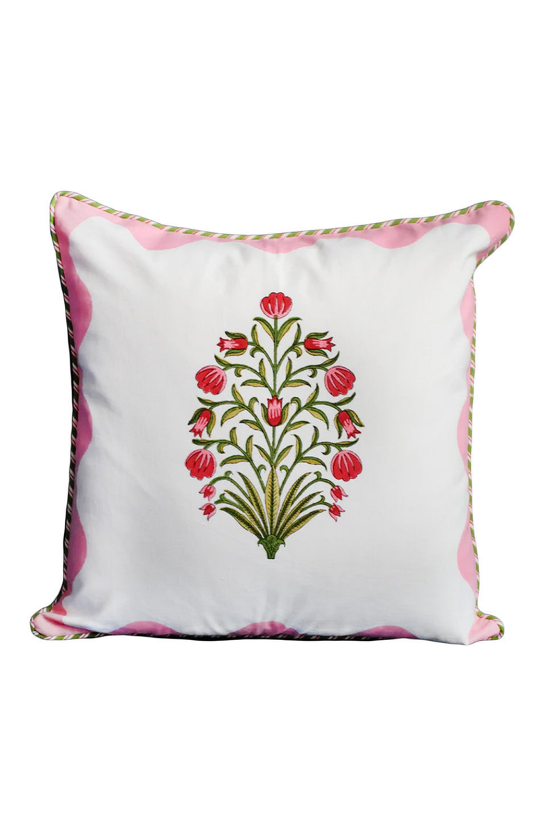 Inner Child Pink Scallop Flora Blockprint Pillow - Cover Only, Main, color, Pink Scallop