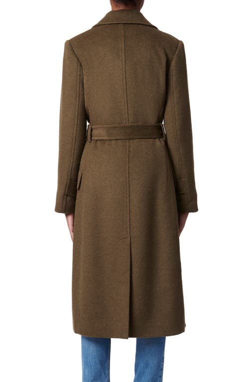 Bernardo Double Breasted Belted Coat In Olive