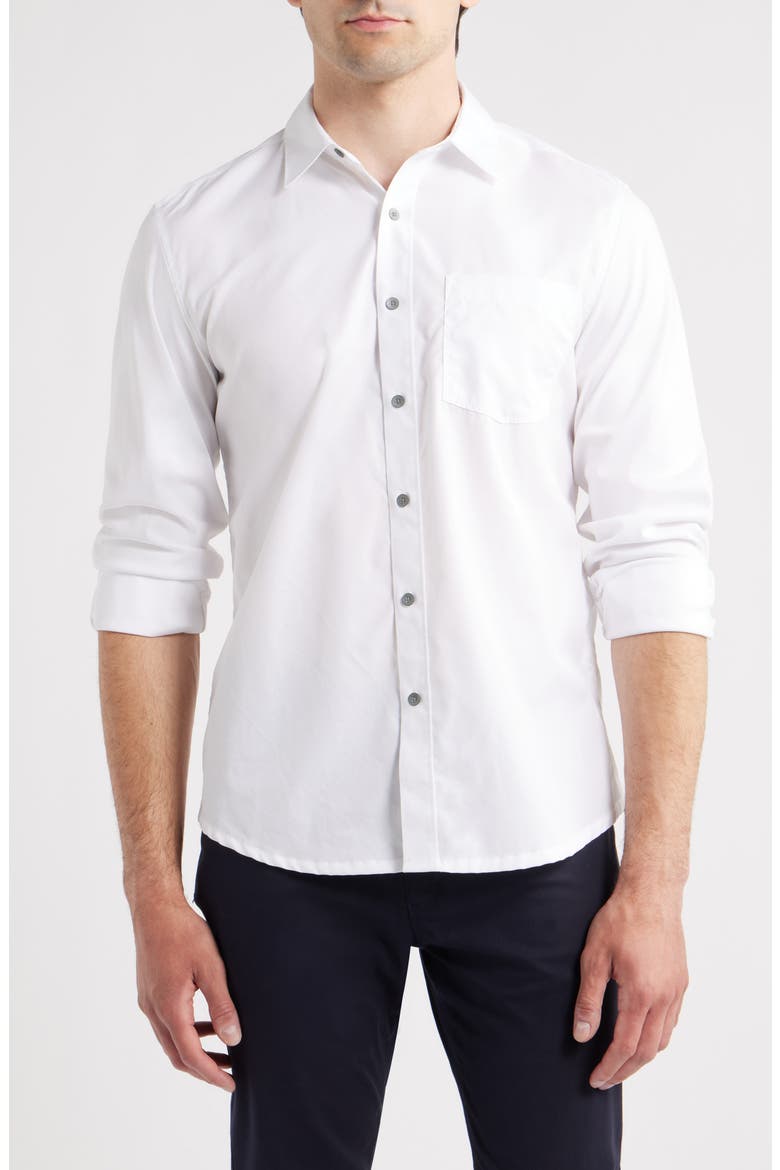 Hudson Reworked Slim Fit Solid Cotton Button-Up Shirt, Main, color, WHITE