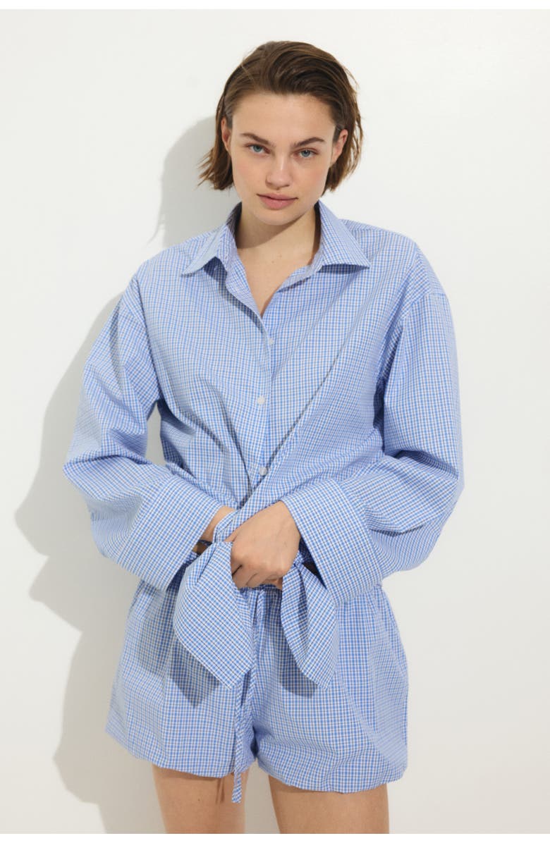 H&M Oversized beach shirt, Alternate, color, Blue/Checked