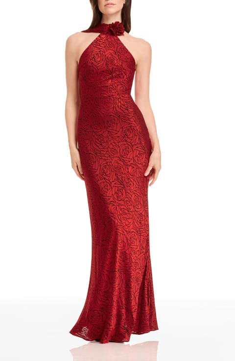 Olivia Floral Halter Gown