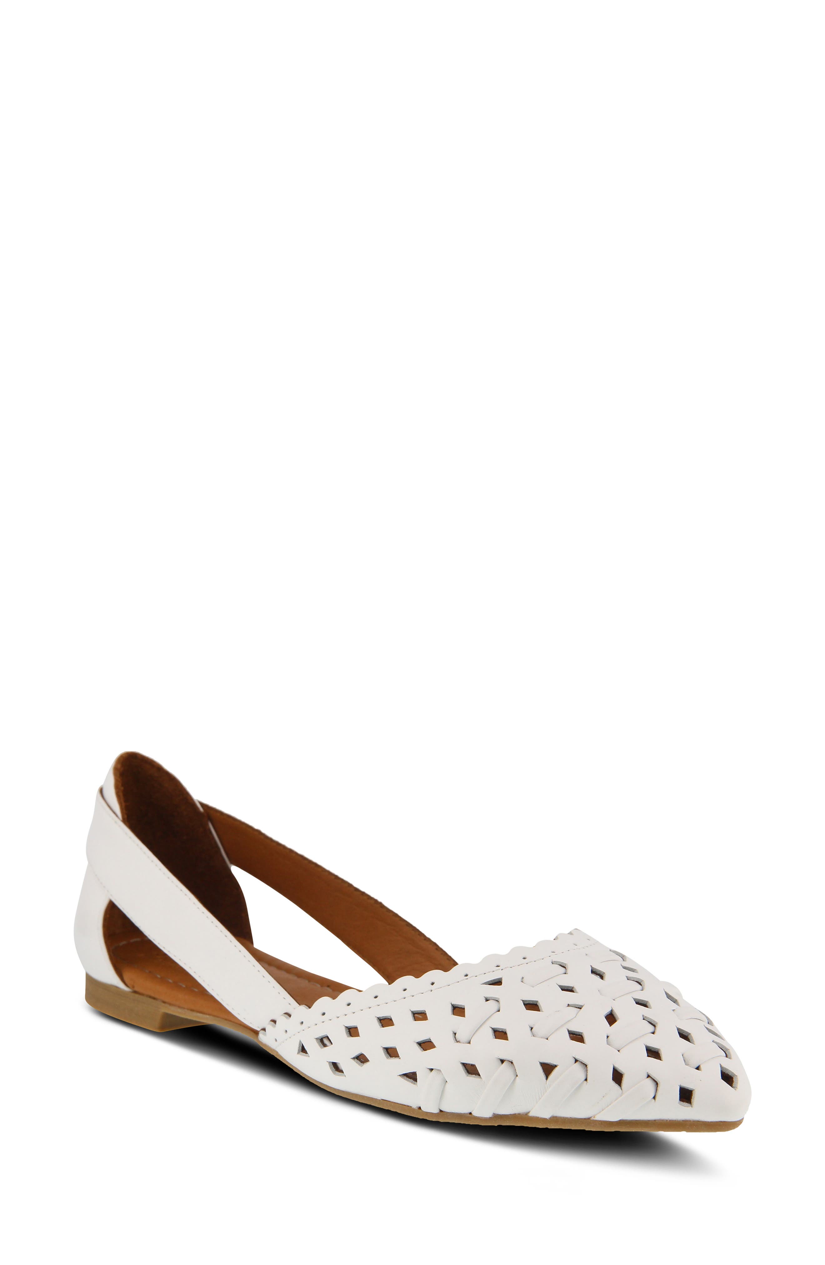 Spring Step Delorse Flat, Main, color, White Leather