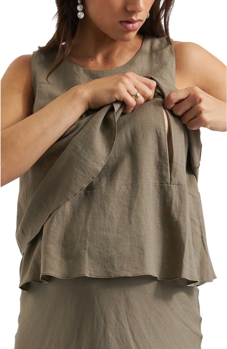 Ripe Maternity Peyton Linen Nursing Top, Alternate, color, Olive
