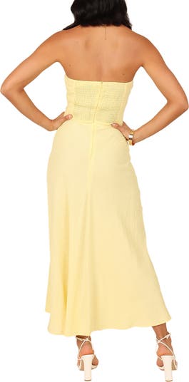 Rosetta Cutout Cotton & Linen Strapless Dress