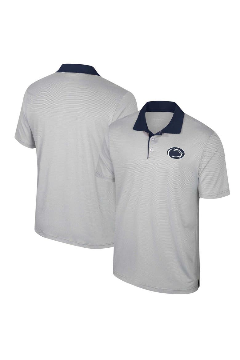 Men's Colosseum Gray Penn State Nittany Lions Big & Tall Tuck Striped Polo, Alternate, color, Gray