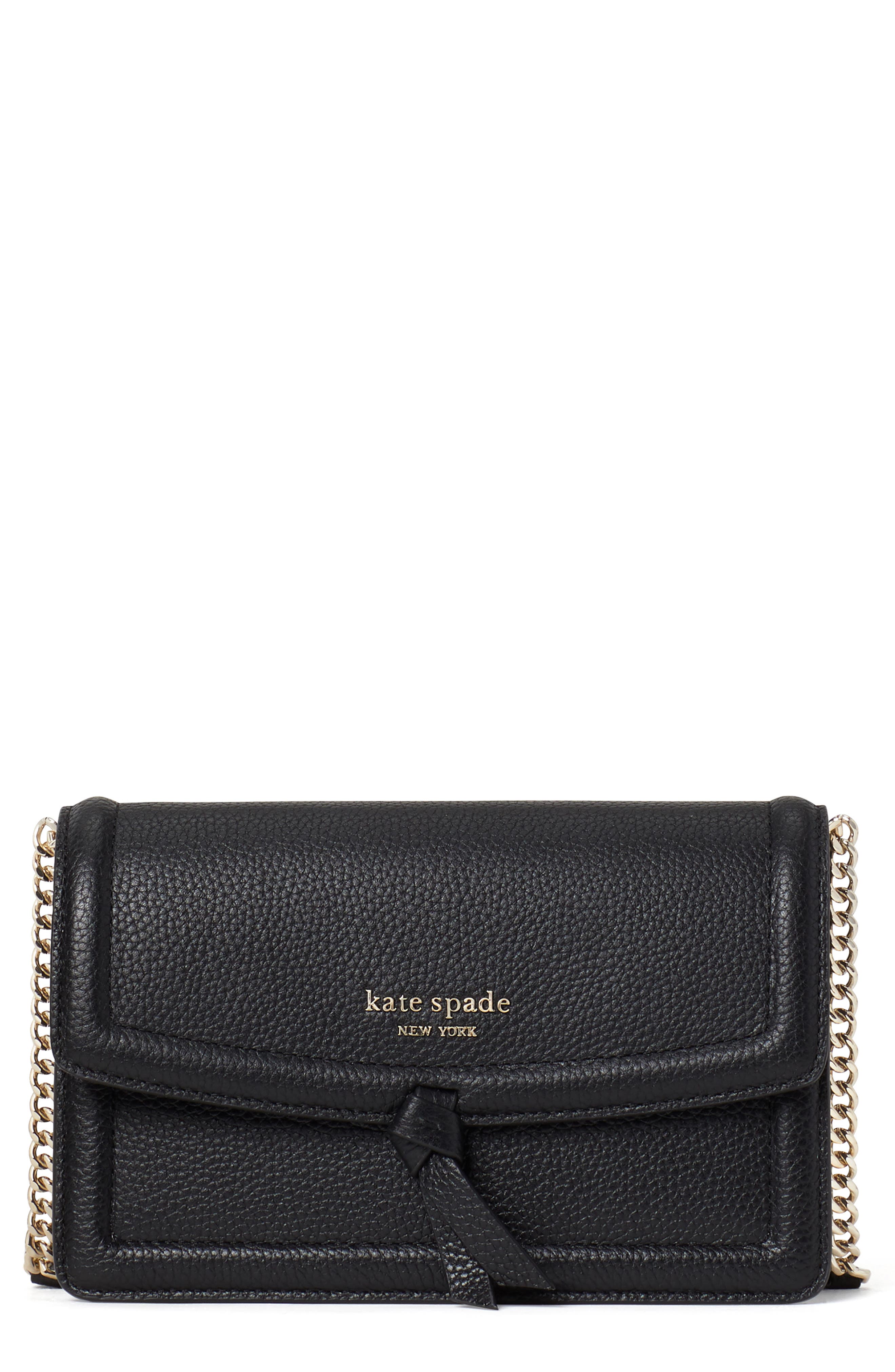 Kate Spade New York knott leather flap crossbody bag, Main, color, 