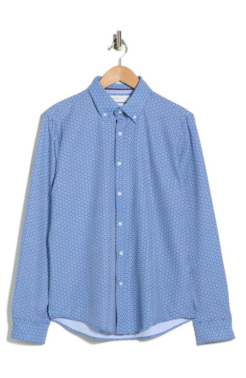 Polka Dot Stretch Button-Up Shirt