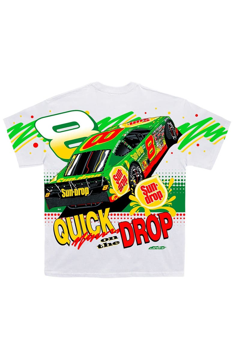 JR MOTORSPORTS OFFICIAL TEAM APPAREL Men
s JR Motorsports Official Team Apparel White Dale Earnhardt Jr. Sun Drop Total Print T-Shirt, Alternate, color, White