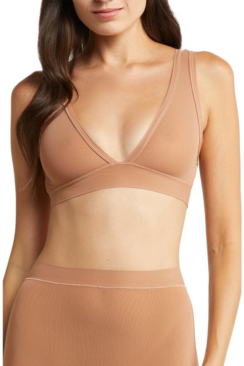 Summer Mesh Plunge Bralette, Main, color, SIENNA