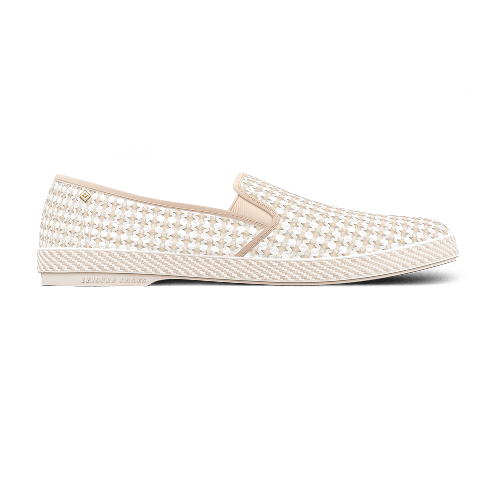 Rivieras Classic Woven Cotton Slip-On Loafer, Main, color, White Beige