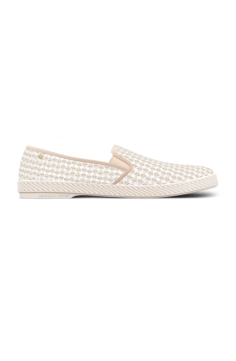 Rivieras Classic Woven Cotton Slip-On Loafer, Main, color, White Beige