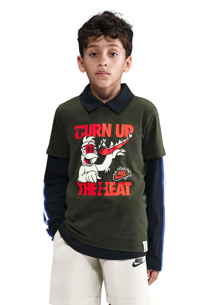 Kids' Turn Up the Heat Cotton Graphic T-Shirt, Alternate, color, SEQUOIA