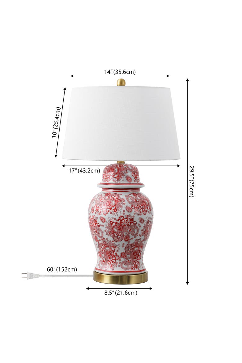 Ellis Chinoiserie Ceramic LED Table Lamp, Alternate, color, Red/White