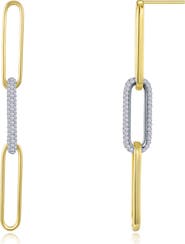 Lafonn Two-Tone Paperclip Link Simulated Diamond Drop Earrings