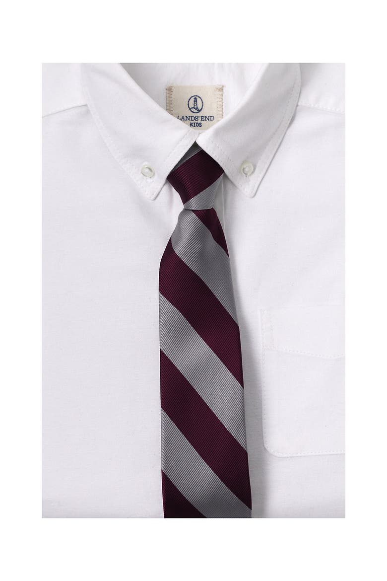 Kids Solid To Be Tied Tie, Main, color, Burgundy/Feather Gray Stripe