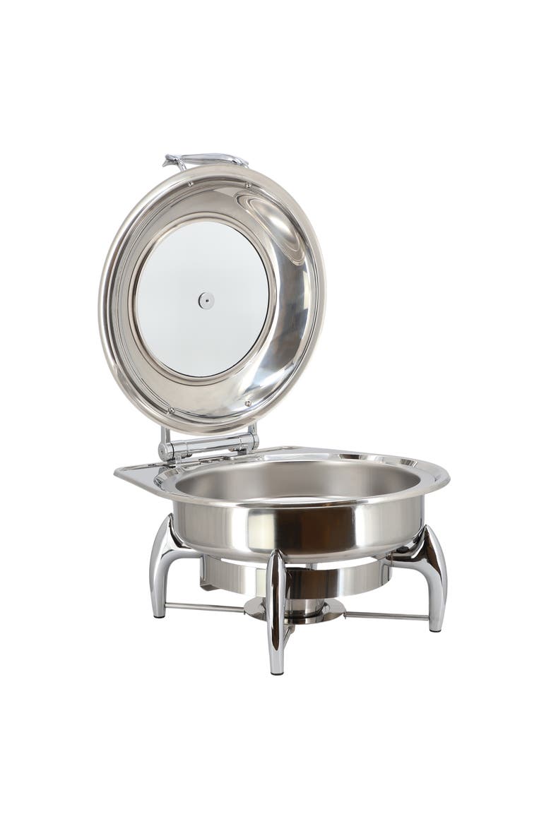 6.3 Quart Stainless Steel Round Professional Chafing Dish/Food Warmer/Buffet Server Serving Dish, Alternate, color, Silver