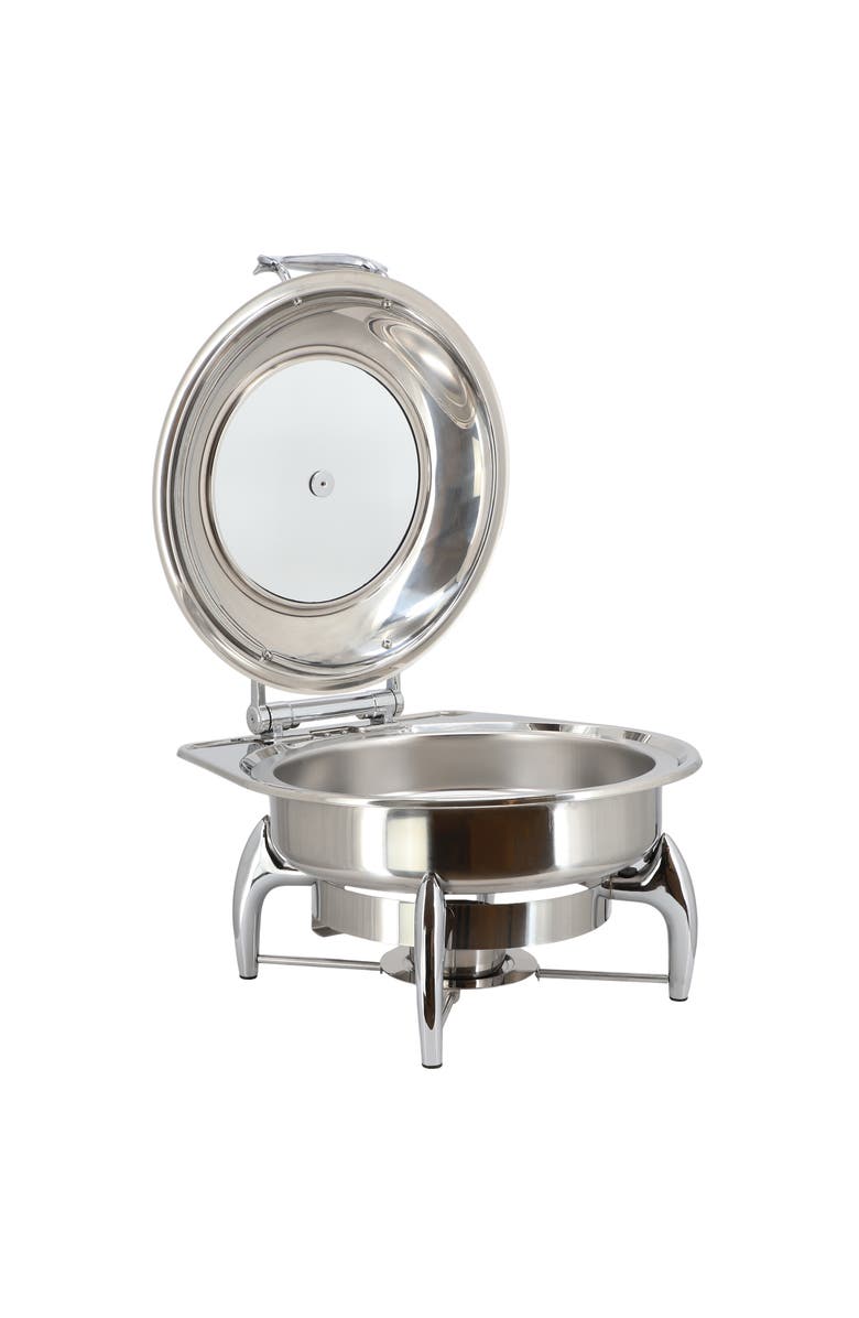 Megachef 6.3 Quart Stainless Steel Round Professional Chafing Dish/Food Warmer/Buffet Server Serving Dish, Alternate, color, Silver