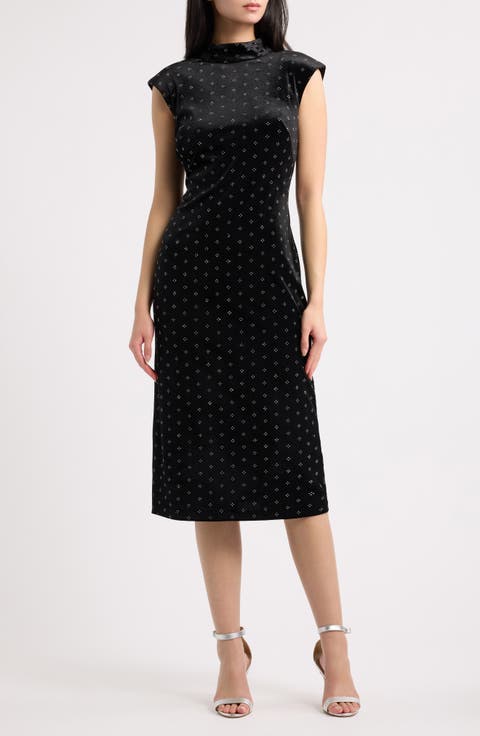 Cap Sleeve Velvet Midi Dress