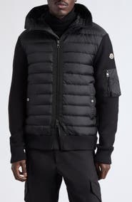 Moncler Quilted Front Wool Blend Cardigan