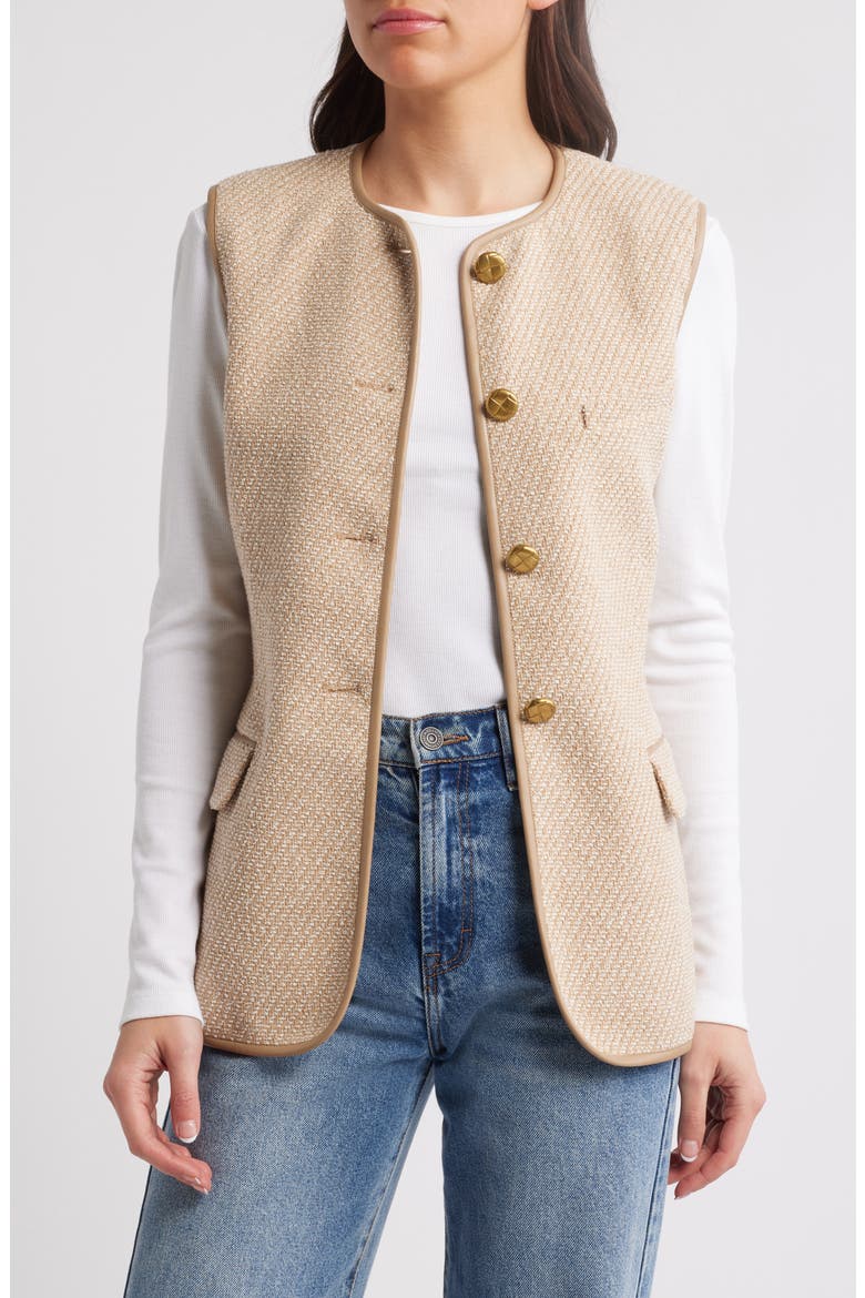 Bartlet Cotton Blend Metallic Tweed Vest, Main, color, BEIGE