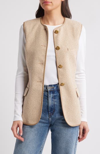 Rag & Bone Bartlet Cotton Blend Metallic Tweed Vest In Nude