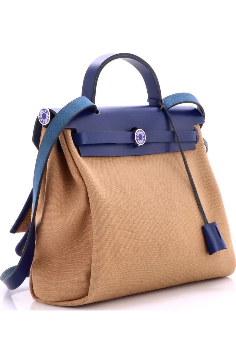 Pre-Owned Hermes Herbag Zip Leather and Toile 31, Alternate, color, Bleu Saphir