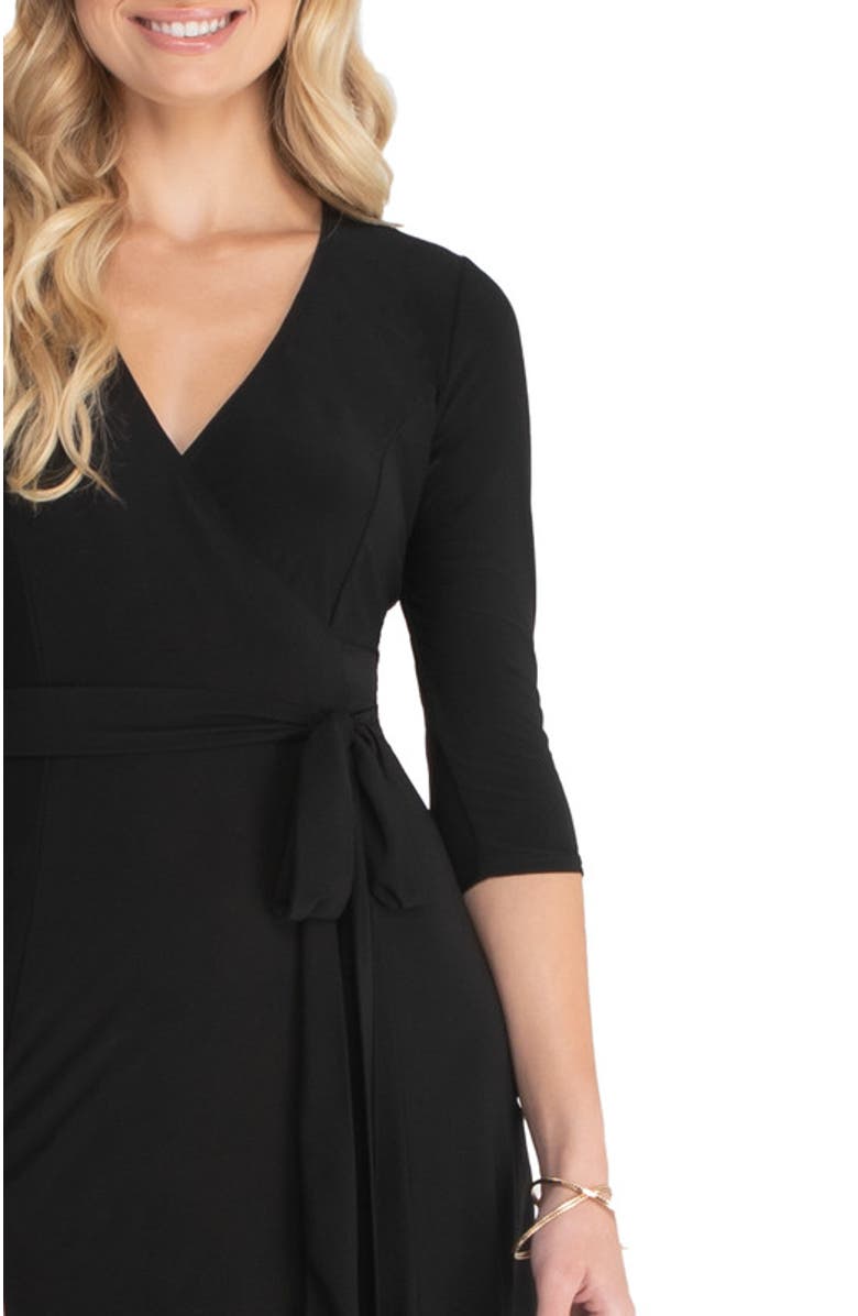 Kiyonna Essential Midi Wrap Dress, Alternate, color, Black Noir