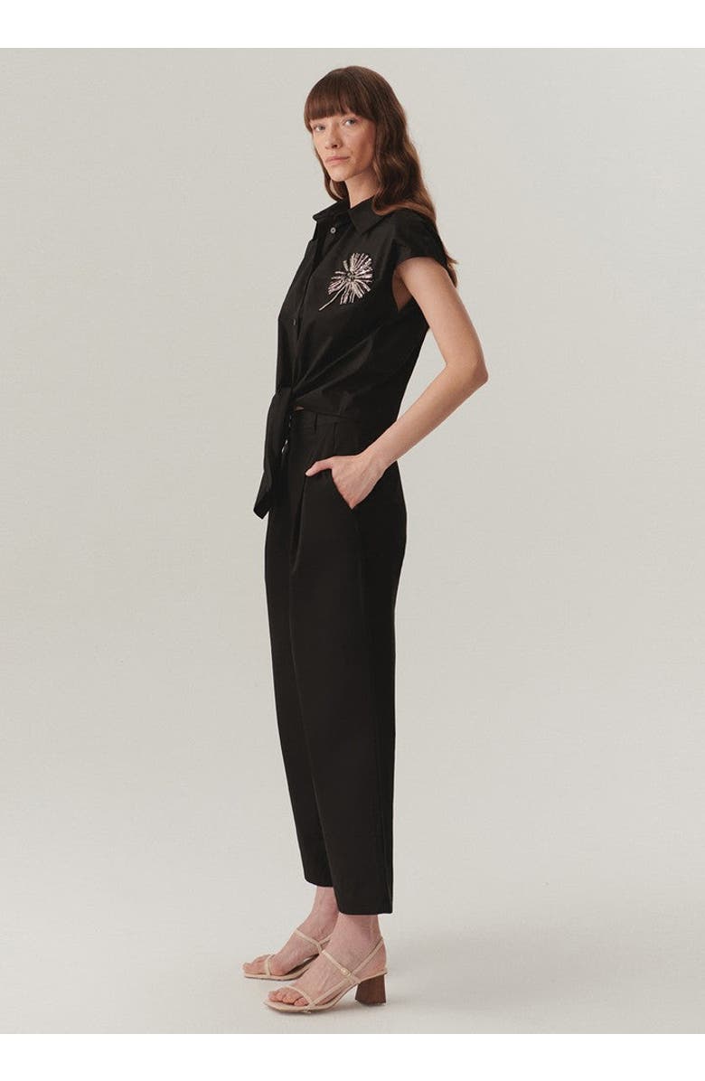 Exquise Elsie Polished Flowing Trousers, Alternate, color, Black