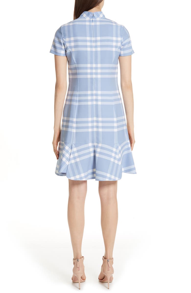 Oscar de la Renta Checkered Ruffle Hem Stretch Wool Dress, Alternate, color, 