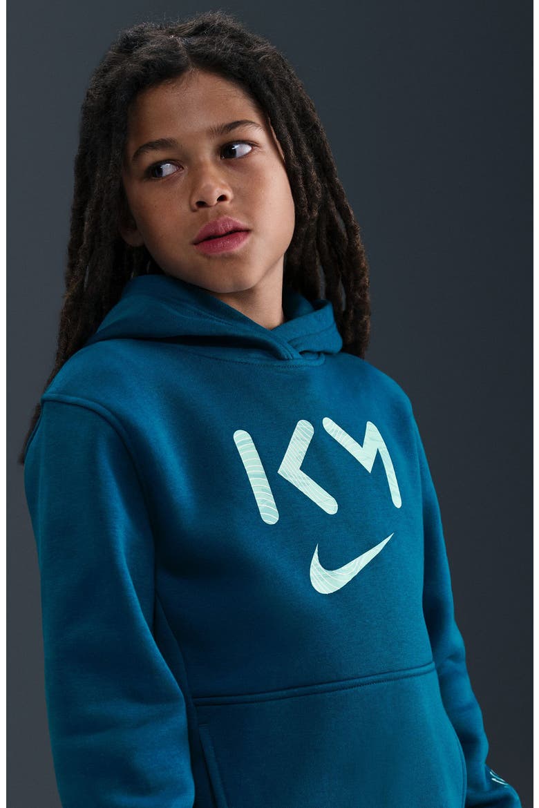 Kids' Kylian Mbappé Club Fleece Hoodie, Alternate, color, GREEN ABYSS/ IGLOO/ LIGHT DEW