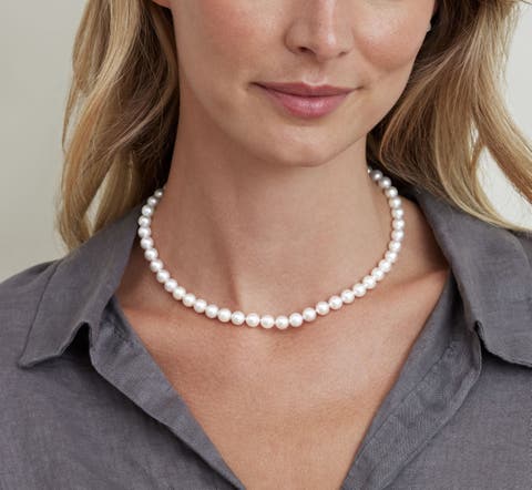 7.0-7.5mm Japanese Akoya White Choker Length Pearl Necklace - AAA Quality