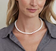The Pearl Source 7.0-7.5mm Japanese Akoya White Choker Length Pearl Necklace - AAA Quality