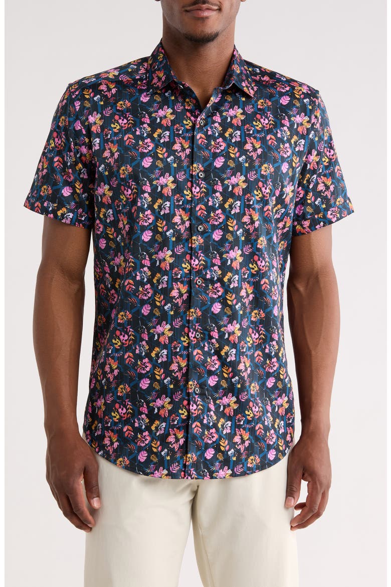 Apsley Short Sleeve Button-Up Shirt, Main, color, BLUE MULTI