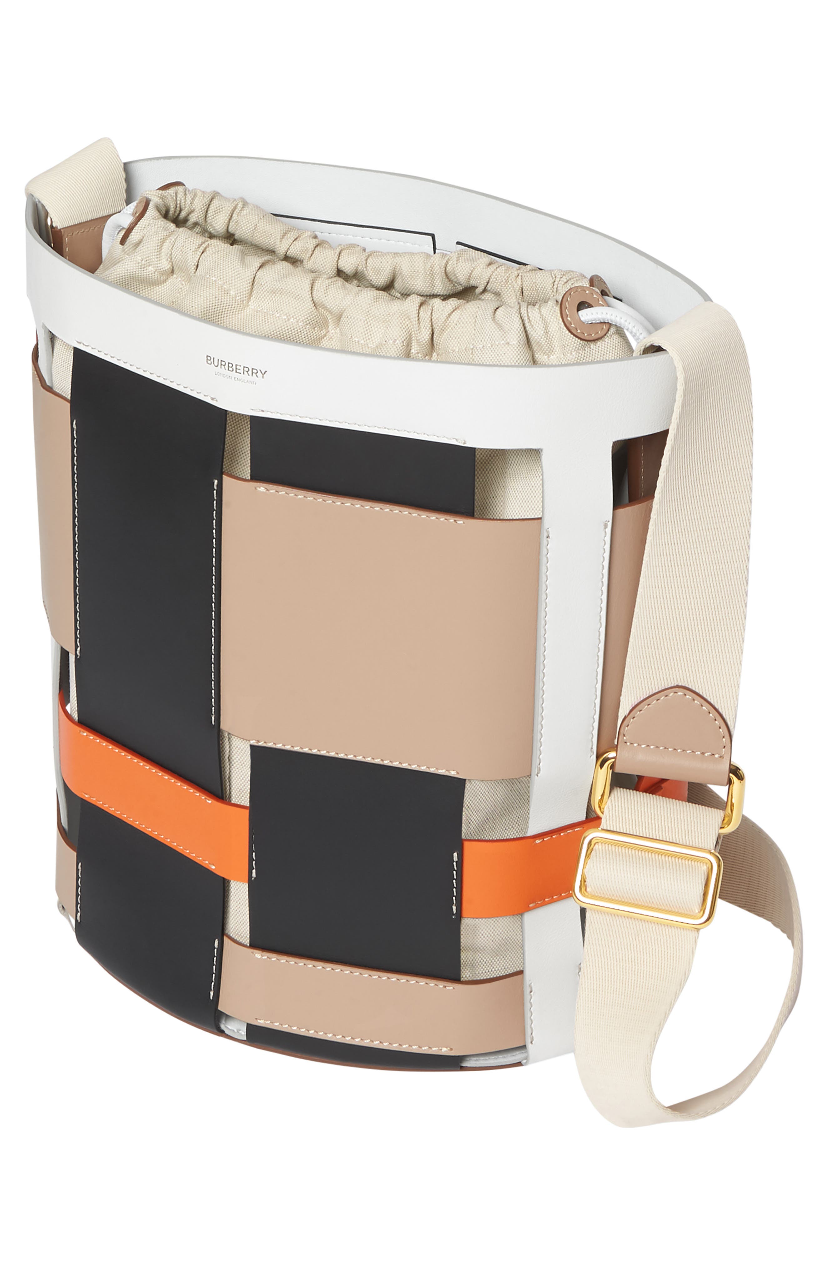 Burberry Small Foster Leather Bucket Bag, Alternate, color, 