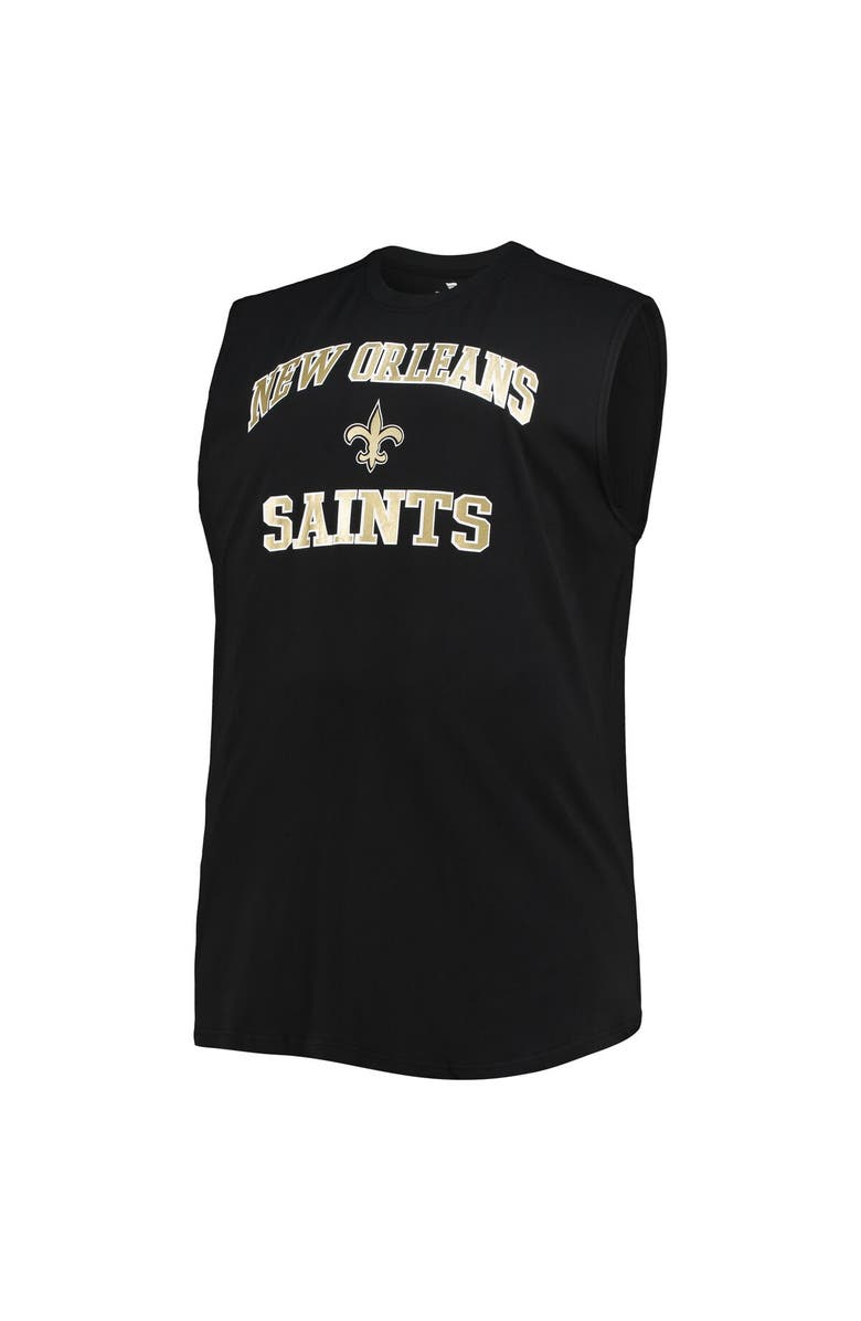 PROFILE Men's Black New Orleans Saints Big & Tall Muscle Tank Top, Alternate, color,