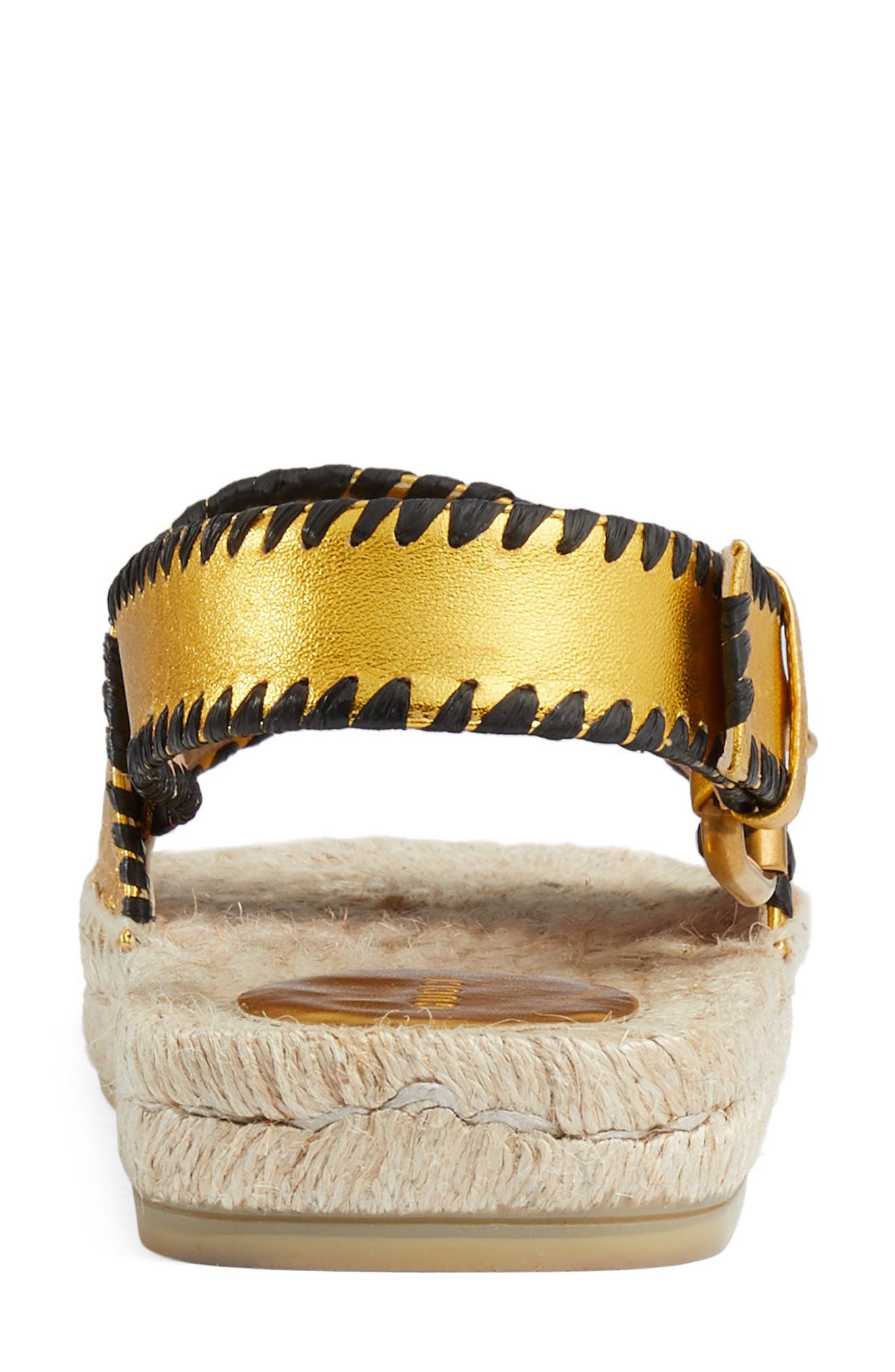 Pilar Embroidered Double G Logo Slingback Espadrille Sandal, Alternate, color, GOLD