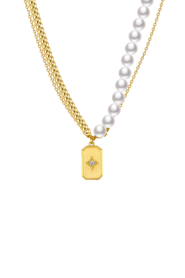 Star Shields Necklace, Main, color, Gold & White