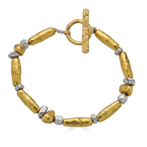 Mixed Metal Organic Bead Bracelet