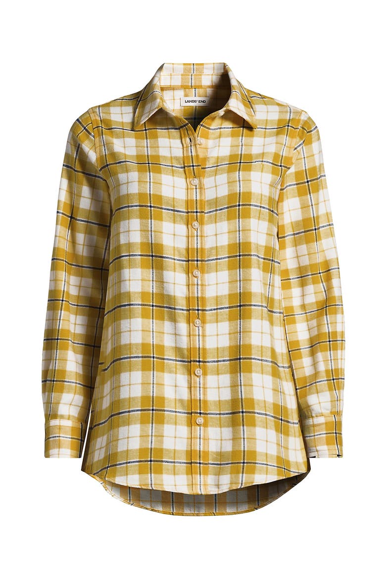 Flannel Boyfriend Long Sleeve Shirt, Alternate, color, Atlas/Deep Sea Navy Plaid