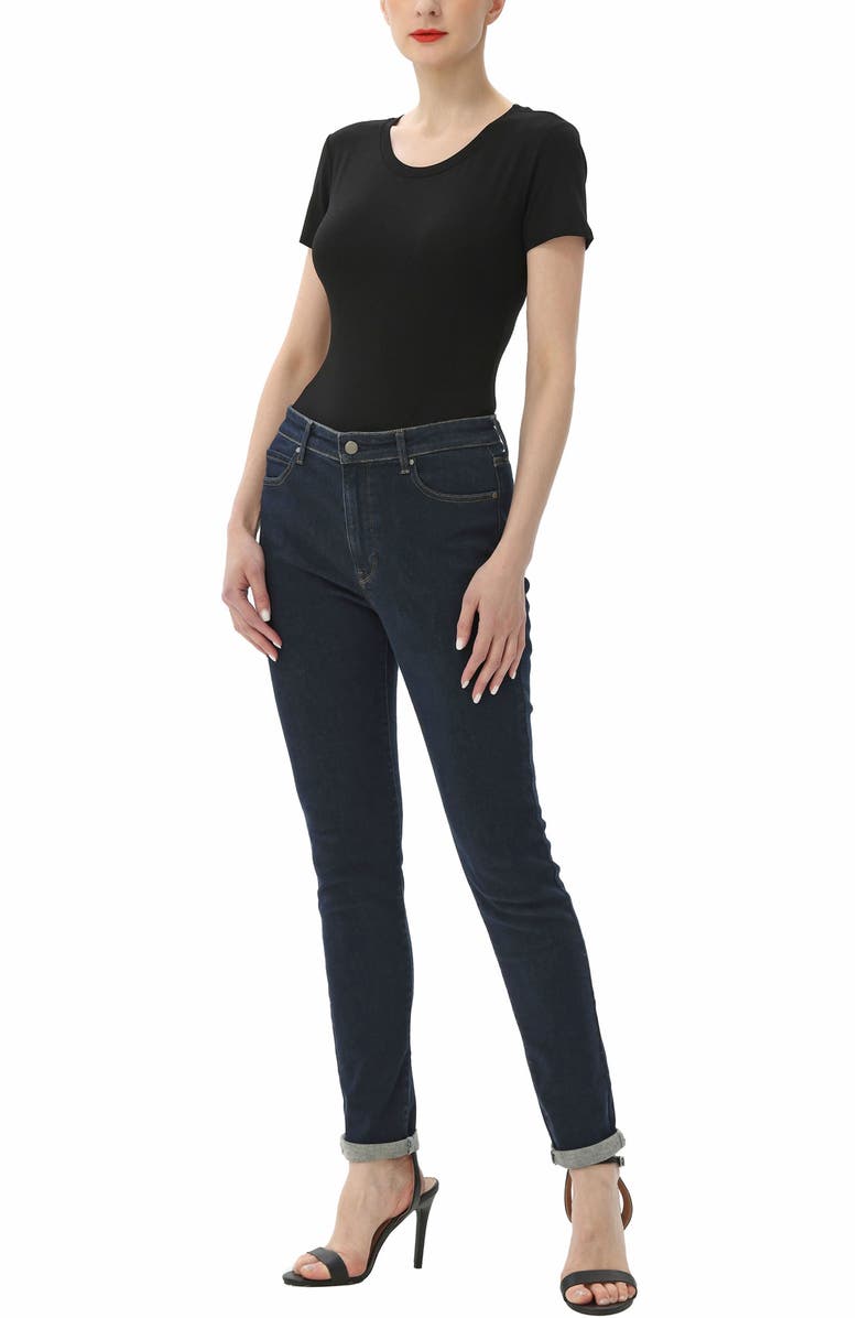 Kimi & Kai Women's Round Neck Basic Bodysuit, Alternate, color, Black