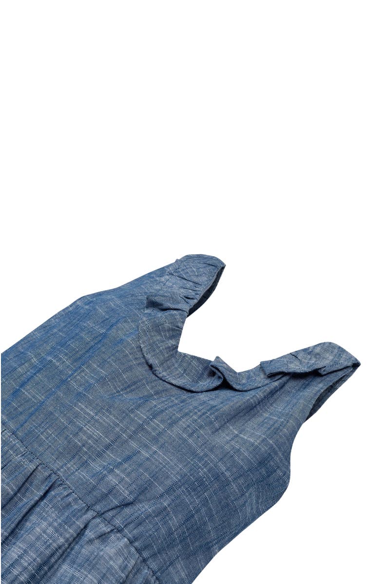 Hope & Henry Girls' Organic Ruffle Neck Jumpsuit, Kids, Alternate, color, Chambray