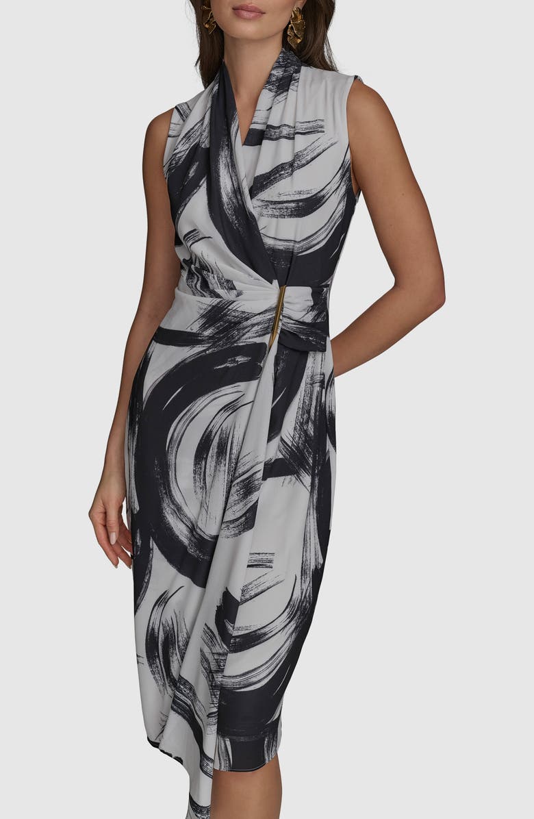 Donna Karan New York Print Sleeveless Dress, Alternate, color, Black/ Pristine