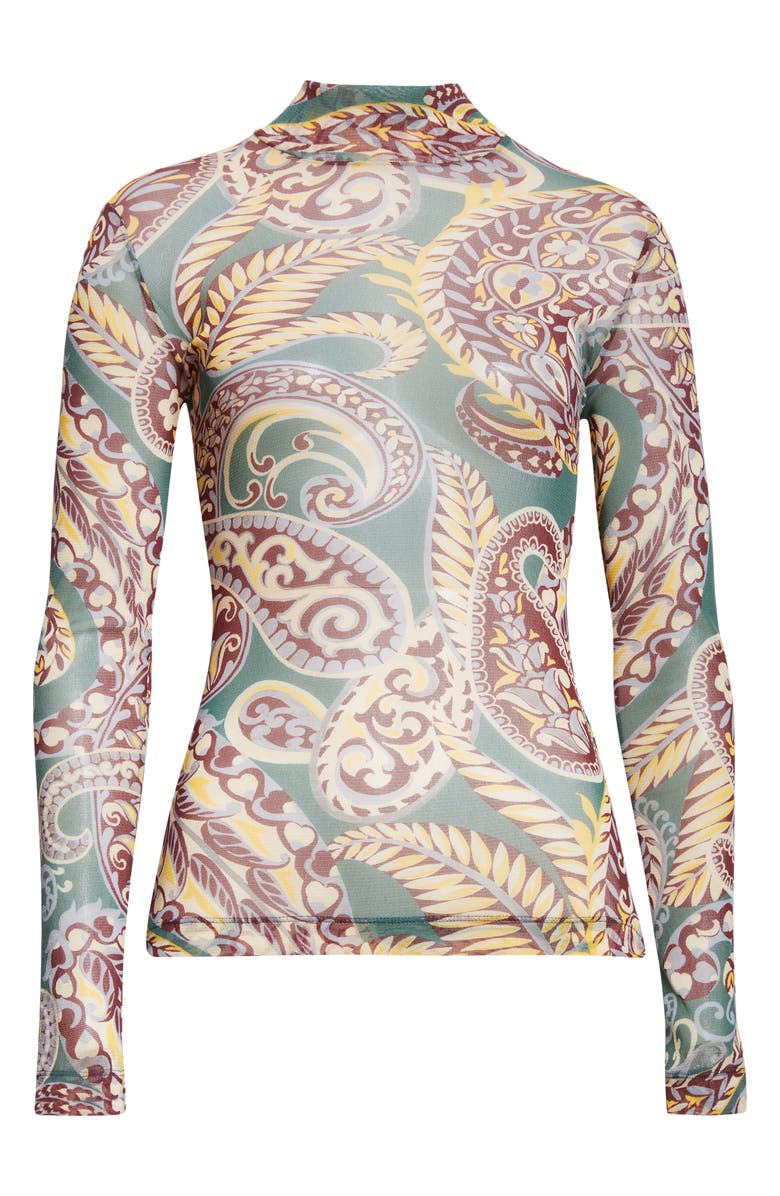 Etro Paisley Print Jersey Top, Alternate, color, Stampa F.do Verde