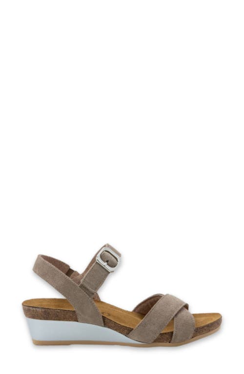 Naot Throne Wedge Sandal In Almond Suede