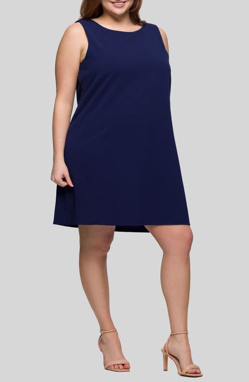 24seven Comfort Apparel Plus Size Sleeveless Mini Shift Dress In Navy
